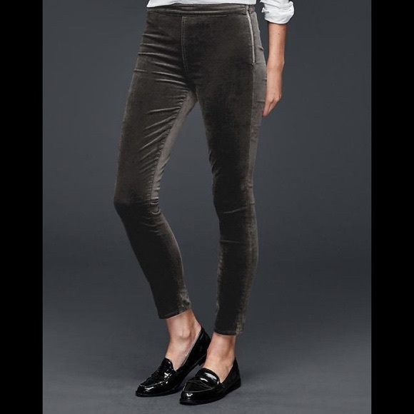 Gap Soft Black Velvet Side Zip Legging - Picture 1 of 5